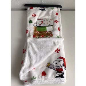 PEANUTS Snoopy Sherpa Backed Throw Blanket Gingerbread House Christmas 50X60”